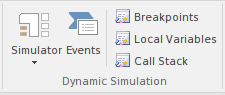 Part of the Simulate ribbon in Sparx Systems Enterprise Architect. Part of the Simulate ribbon in Sparx Systems Enterprise Architect.
