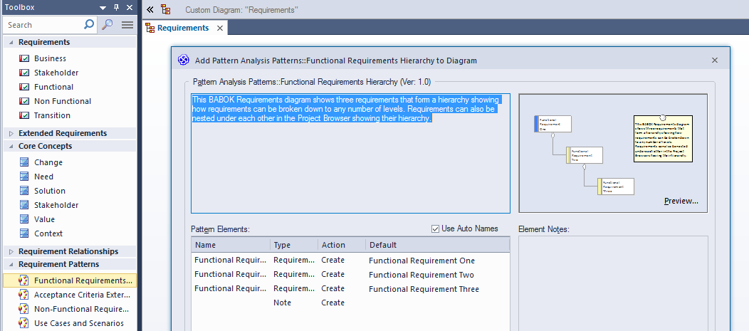 BABOKŪ Guide v3 Tutorial: Create your own BABOK Diagram - Requirement Pattern